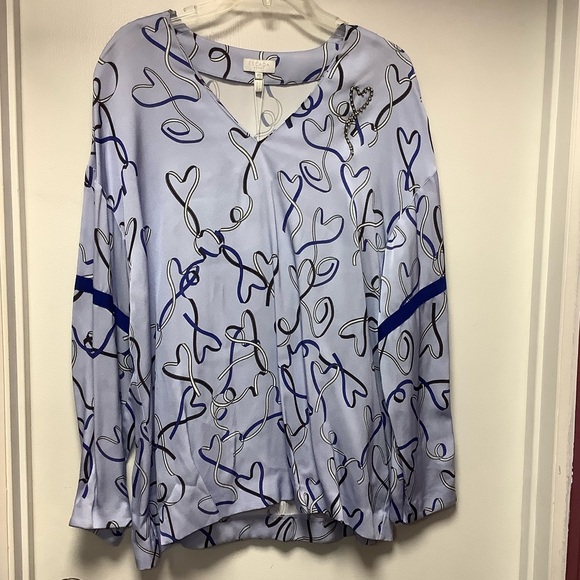 Escada Heart Graffiti Printed Blouse NWT